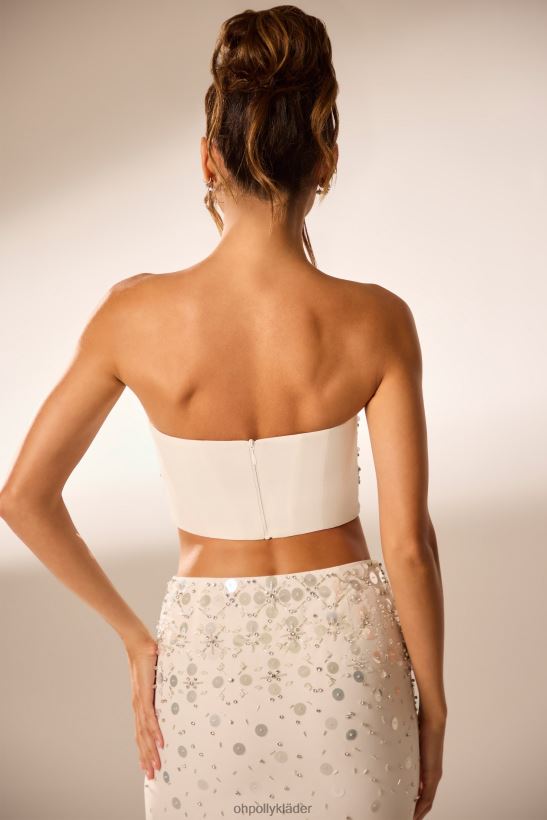 elfenben Oh Polly kvinnor maia handutsmyckad bandeau korsett crop top Z84F2T599 samling