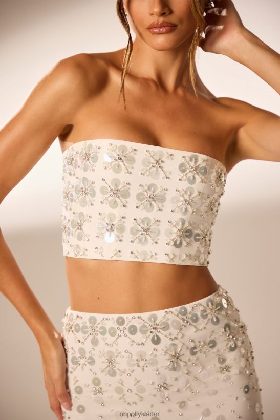 elfenben Oh Polly kvinnor maia handutsmyckad bandeau korsett crop top Z84F2T599 samling
