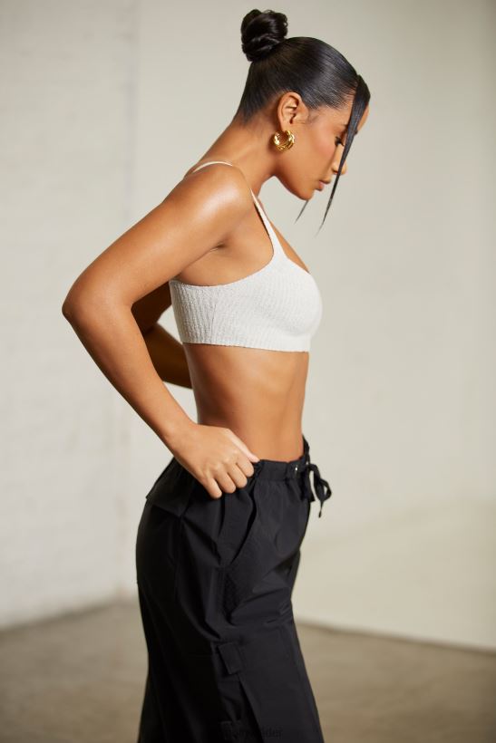 grå Oh Polly kvinnor crop top iola med böjd hals Z84F2T619 samling