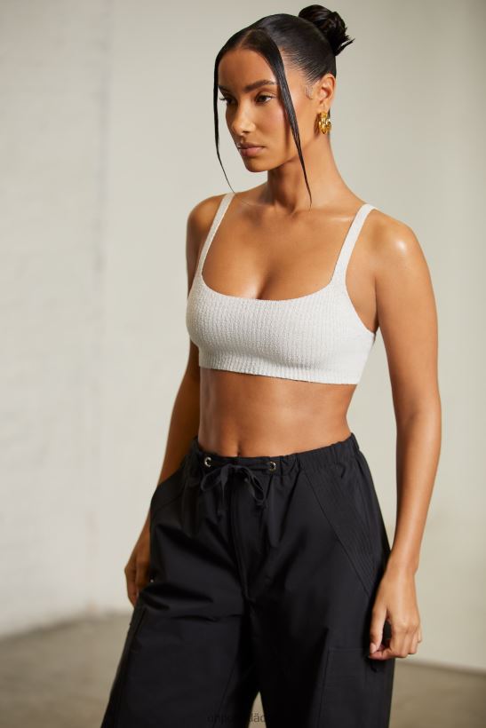 grå Oh Polly kvinnor crop top iola med böjd hals Z84F2T619 samling