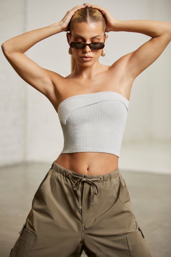 grå Oh Polly kvinnor oran överlappande bandeau crop top Z84F2T618 samling