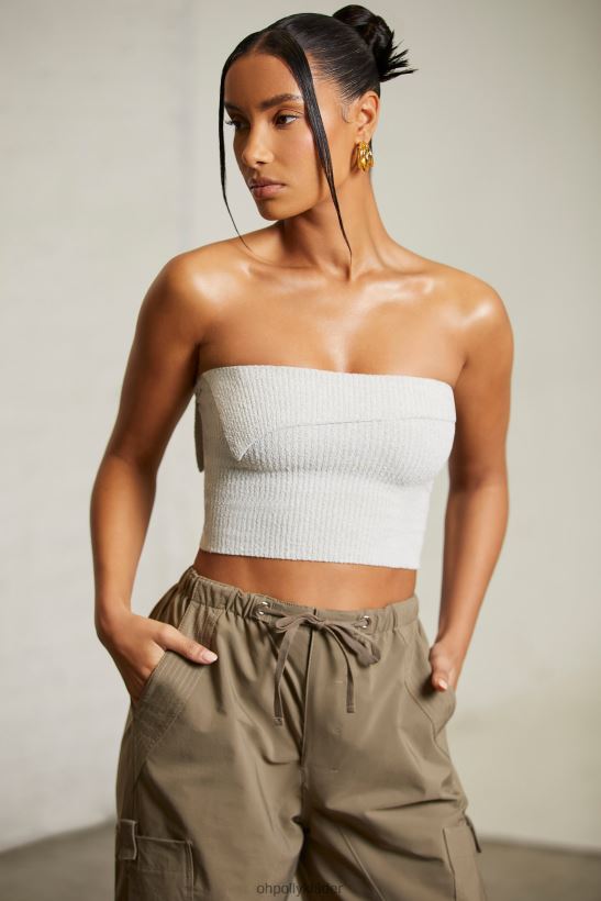 grå Oh Polly kvinnor oran överlappande bandeau crop top Z84F2T618 samling