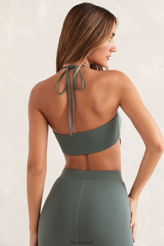 grön Oh Polly kvinnor sahar grimma med vinklad fåll crop top Z84F2T660 samling
