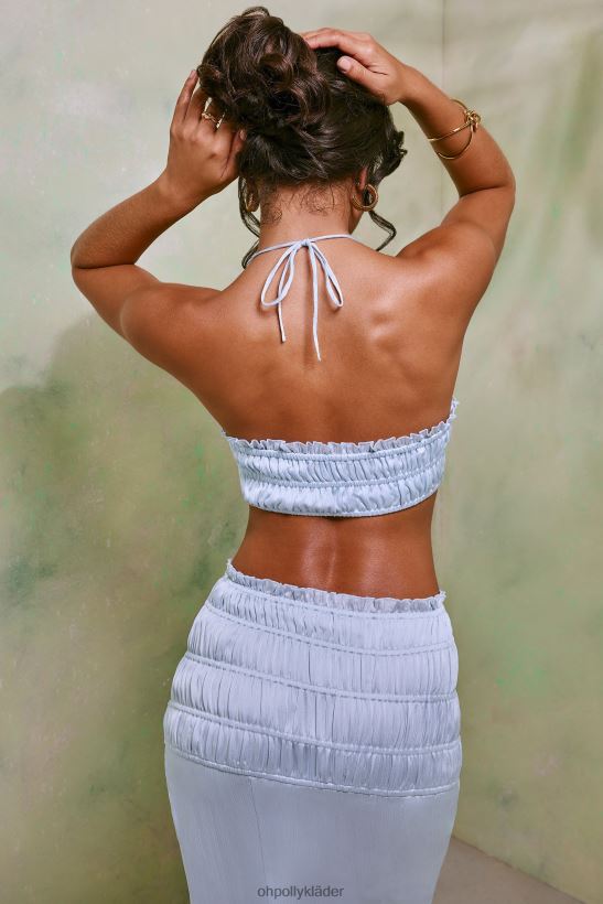 himmelsgrå Oh Polly kvinnor lova rynkad halter neck crop top Z84F2T576 samling