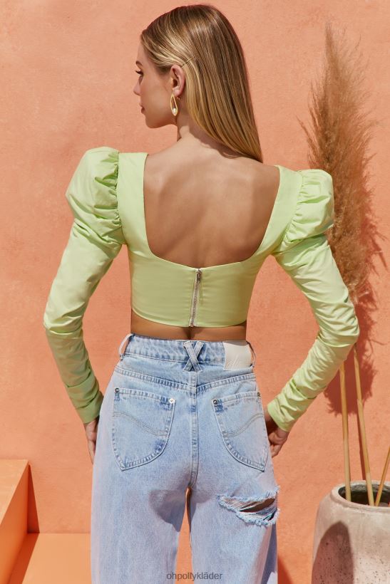 kalk Oh Polly kvinnor bra liv puff shoulder crop top Z84F2T702 samling