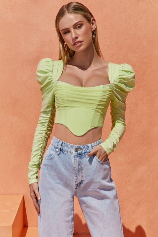 kalk Oh Polly kvinnor bra liv puff shoulder crop top Z84F2T702 samling