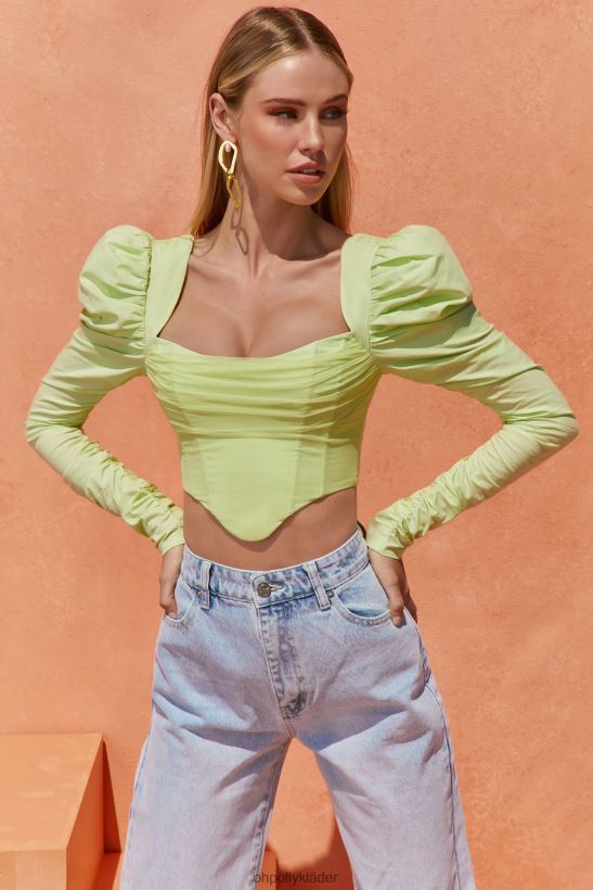 kalk Oh Polly kvinnor bra liv puff shoulder crop top Z84F2T702 samling