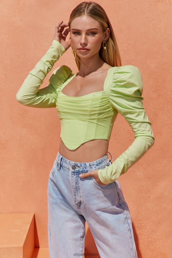 kalk Oh Polly kvinnor bra liv puff shoulder crop top Z84F2T702 samling