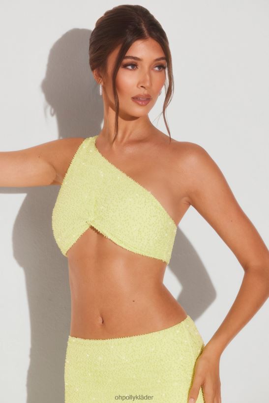 limegrön Oh Polly kvinnor turin utsmyckad en axelknut detalj crop top Z84F2T568 samling