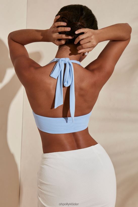 ljusblå Oh Polly kvinnor nila halter neck plunge cowl crop top Z84F2T703 samling