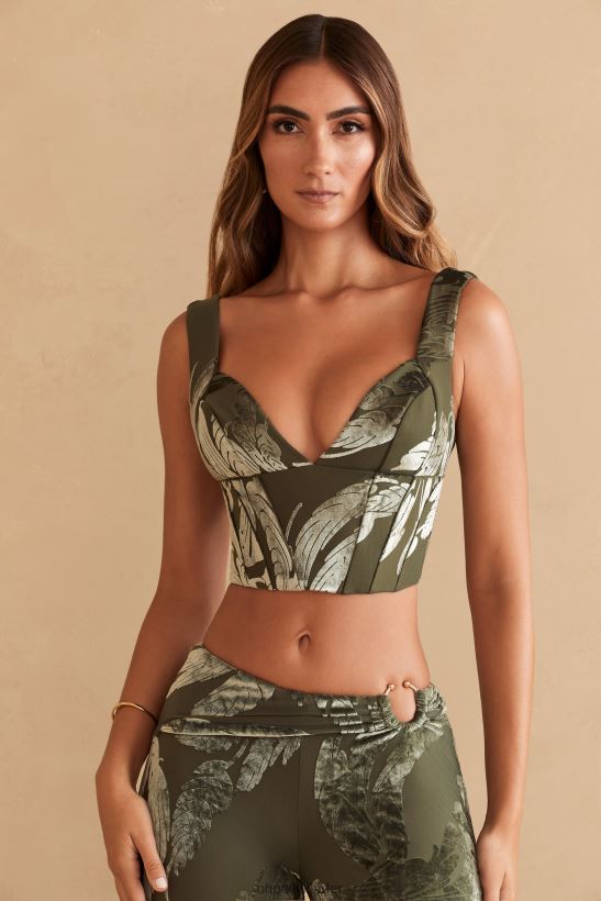 olivtryck Oh Polly kvinnor sevda korsett crop top Z84F2T635 samling