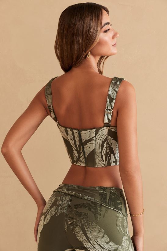 olivtryck Oh Polly kvinnor sevda korsett crop top Z84F2T635 samling