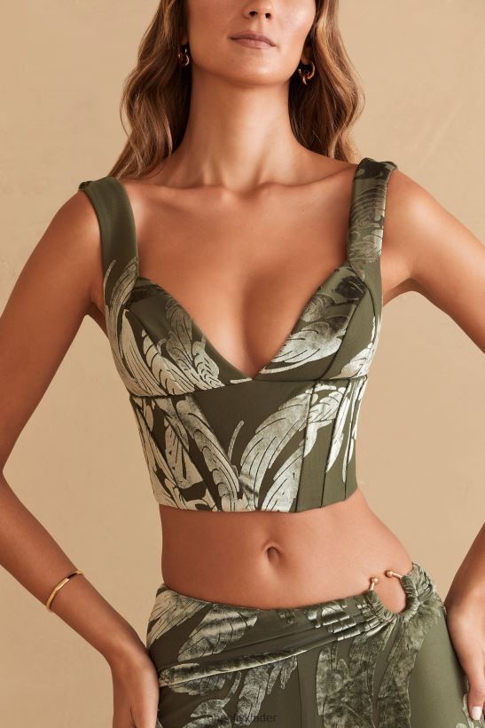 olivtryck Oh Polly kvinnor sevda korsett crop top Z84F2T635 samling