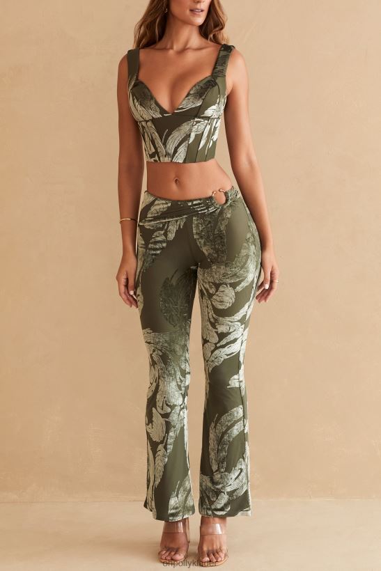 olivtryck Oh Polly kvinnor sevda korsett crop top Z84F2T635 samling
