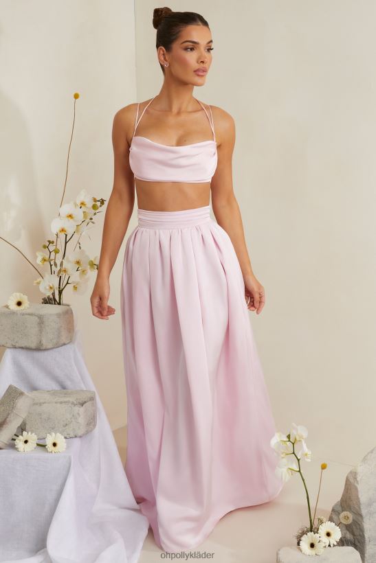 rosa Oh Polly kvinnor dulcie cowl neck tung satin crop top Z84F2T578 samling