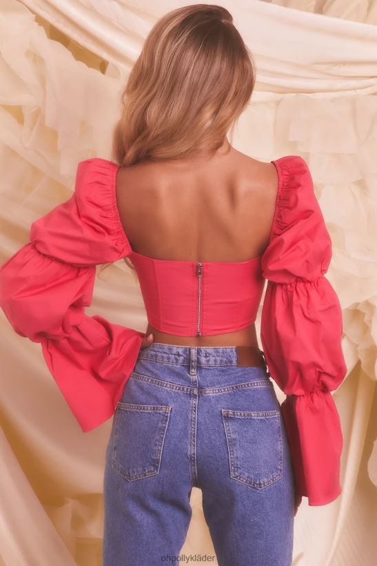 skrikrosa Oh Polly kvinnor skickad från himlen puffärm spets upp crop top Z84F2T699 samling