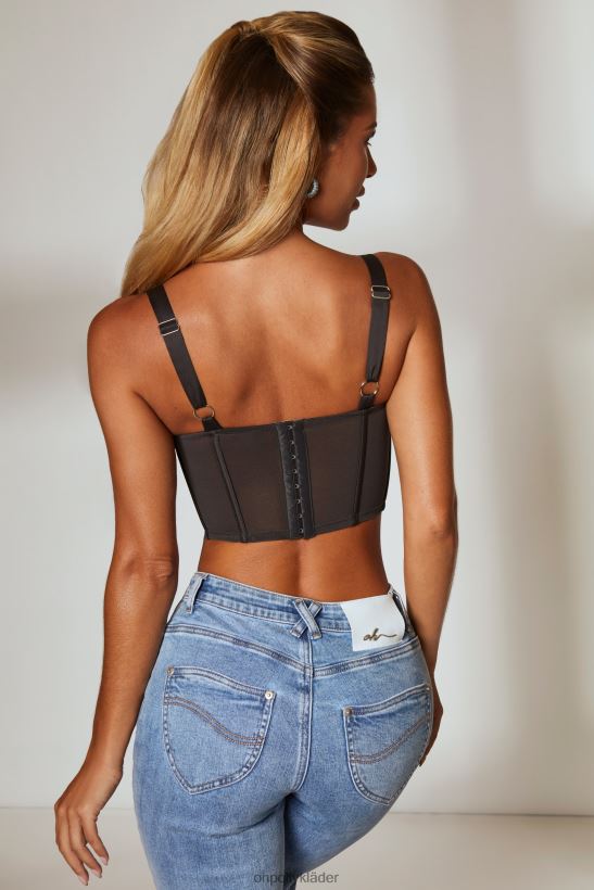svart Oh Polly kvinnor borderline korsett crop top Z84F2T641 samling