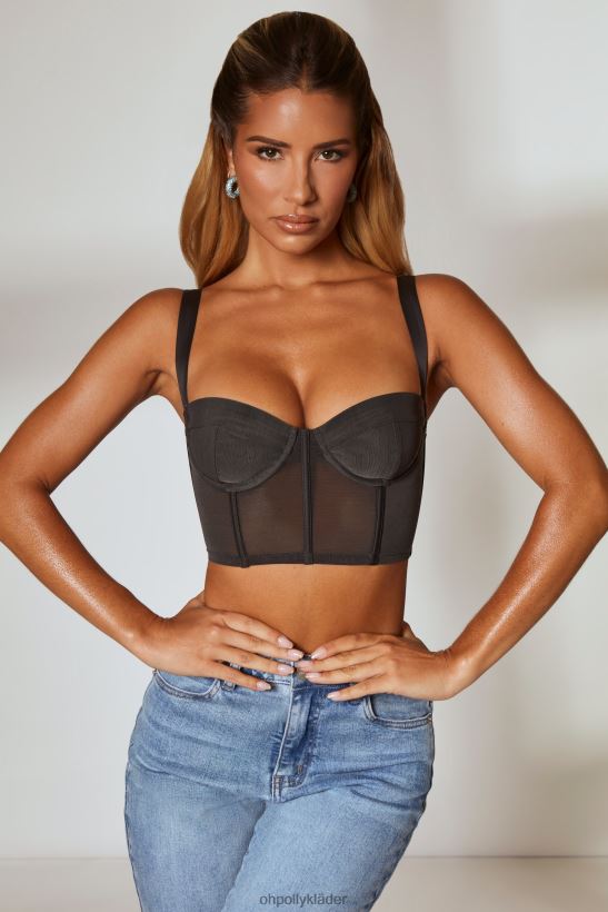 svart Oh Polly kvinnor borderline korsett crop top Z84F2T641 samling