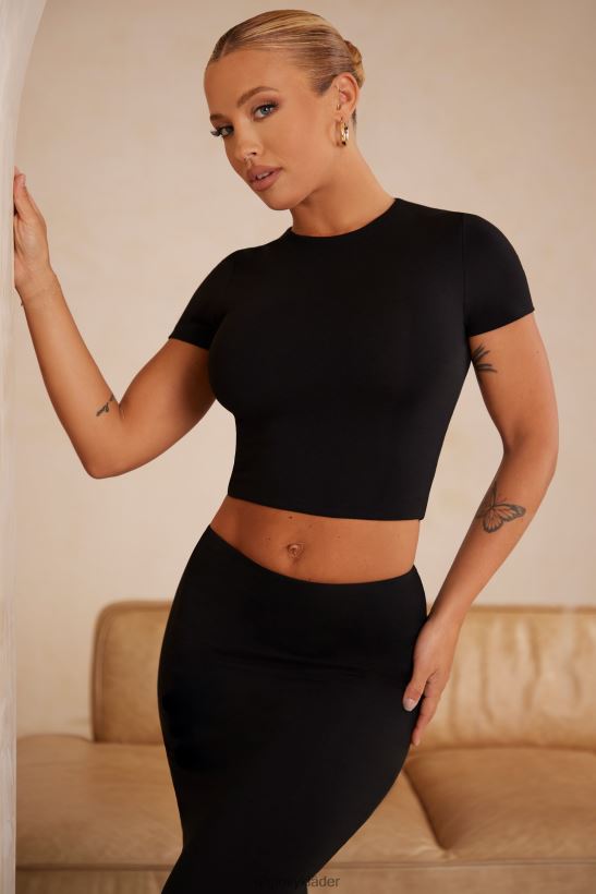 svart Oh Polly kvinnor myaree cap sleeve crop top Z84F2T717 samling