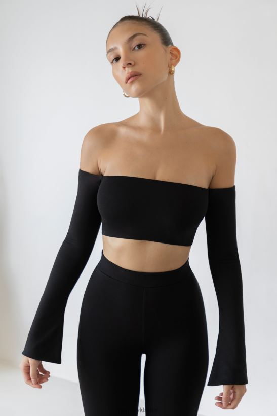 svart Oh Polly kvinnor renata långärmad bardot crop top Z84F2T633 samling