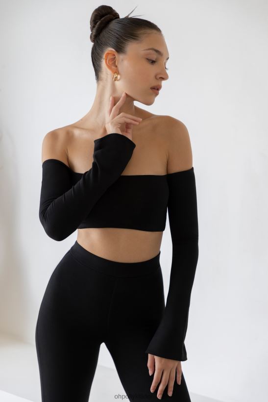 svart Oh Polly kvinnor renata långärmad bardot crop top Z84F2T633 samling