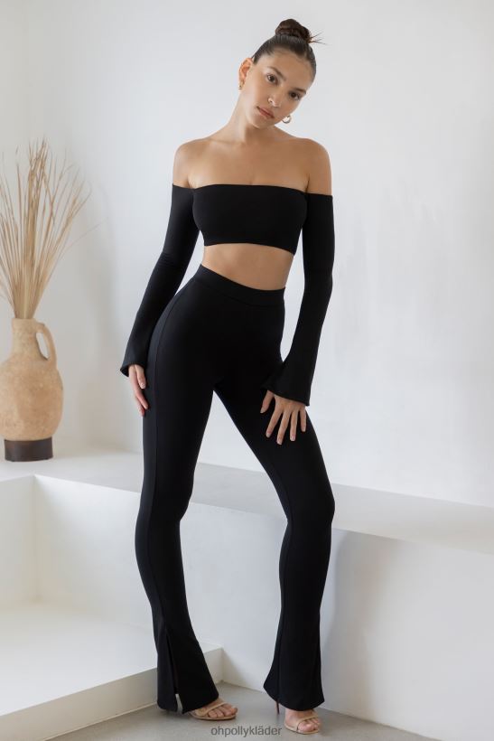 svart Oh Polly kvinnor renata långärmad bardot crop top Z84F2T633 samling