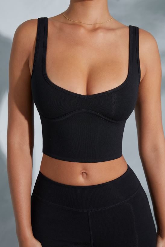 svart Oh Polly kvinnor trista sweetheart crop top med halsringning Z84F2T591 samling