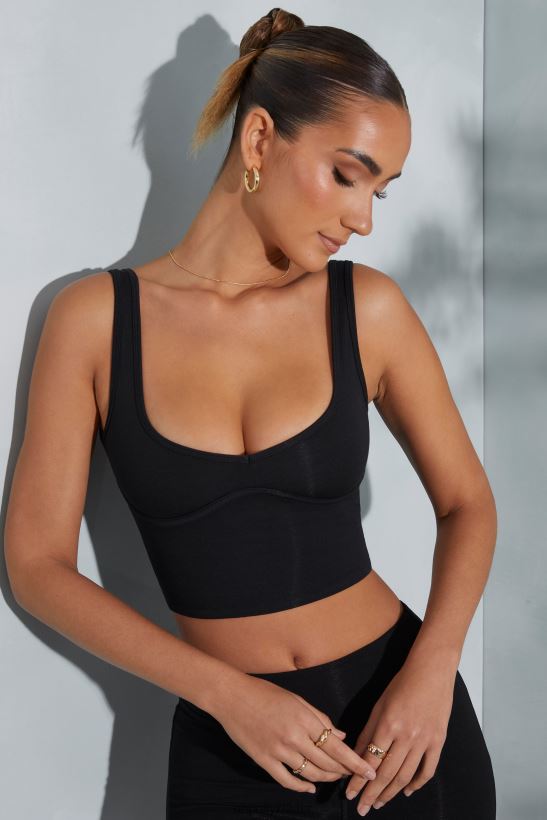 svart Oh Polly kvinnor trista sweetheart crop top med halsringning Z84F2T591 samling