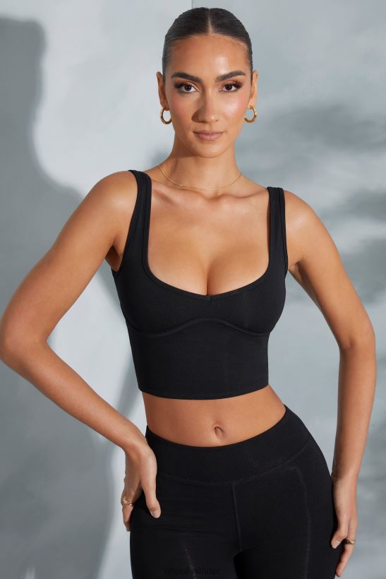 svart Oh Polly kvinnor trista sweetheart crop top med halsringning Z84F2T591 samling