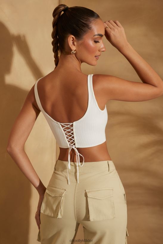 vit Oh Polly kvinnor zia scoop hals spets upp rygg crop top Z84F2T588 samling