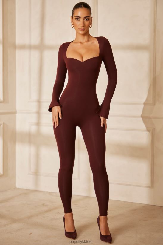 brun Oh Polly kvinnor amata sweetheart urringad långärmad jumpsuit Z84F2T784 samling