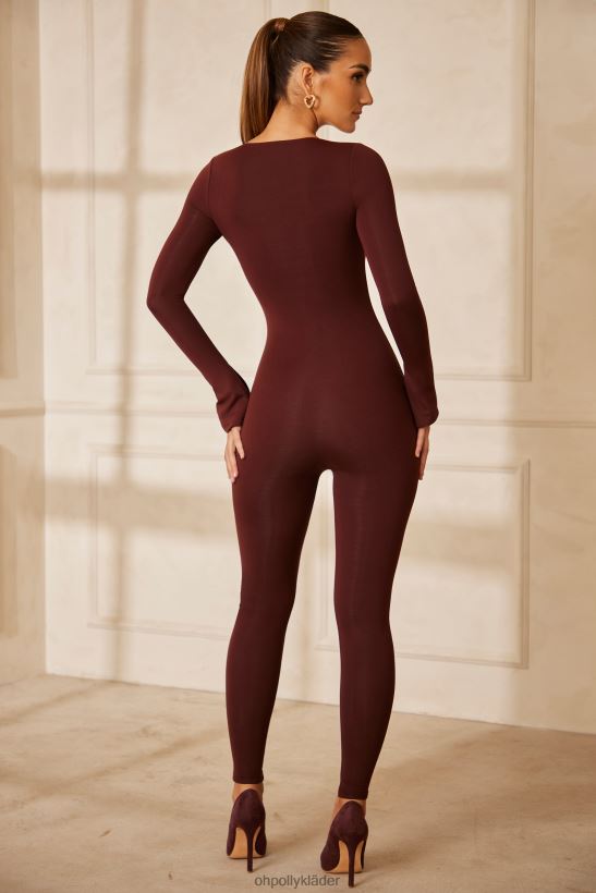 brun Oh Polly kvinnor amata sweetheart urringad långärmad jumpsuit Z84F2T784 samling