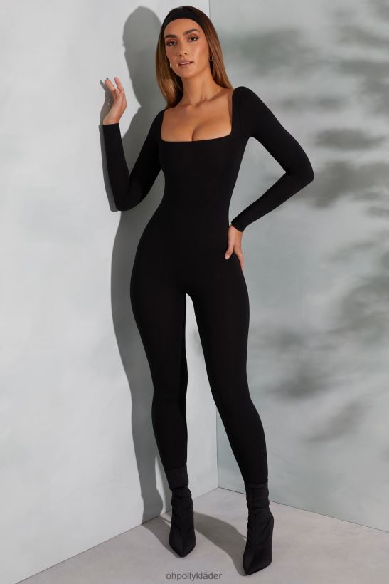 svart Oh Polly kvinnor delanie långärmad jumpsuit med fyrkantig hals Z84F2T764 samling