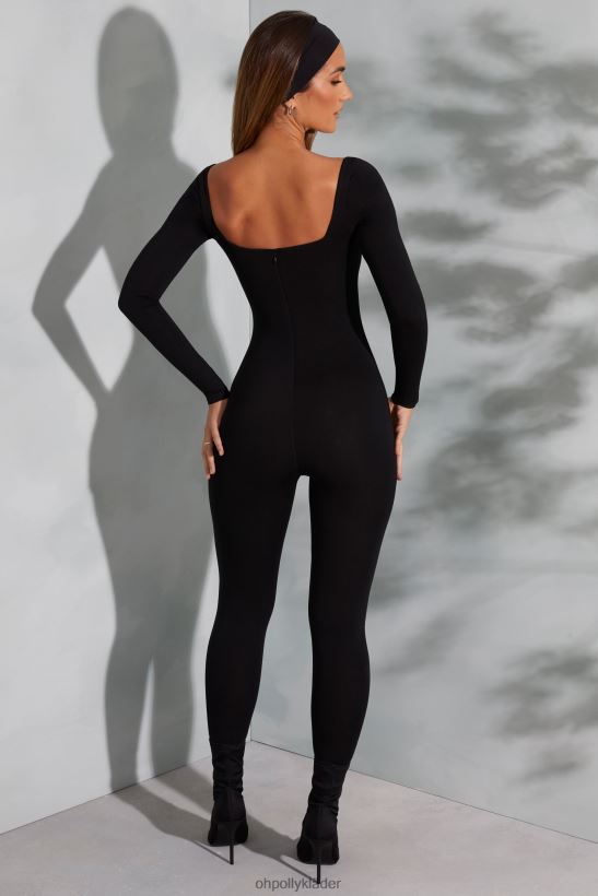 svart Oh Polly kvinnor delanie långärmad jumpsuit med fyrkantig hals Z84F2T764 samling