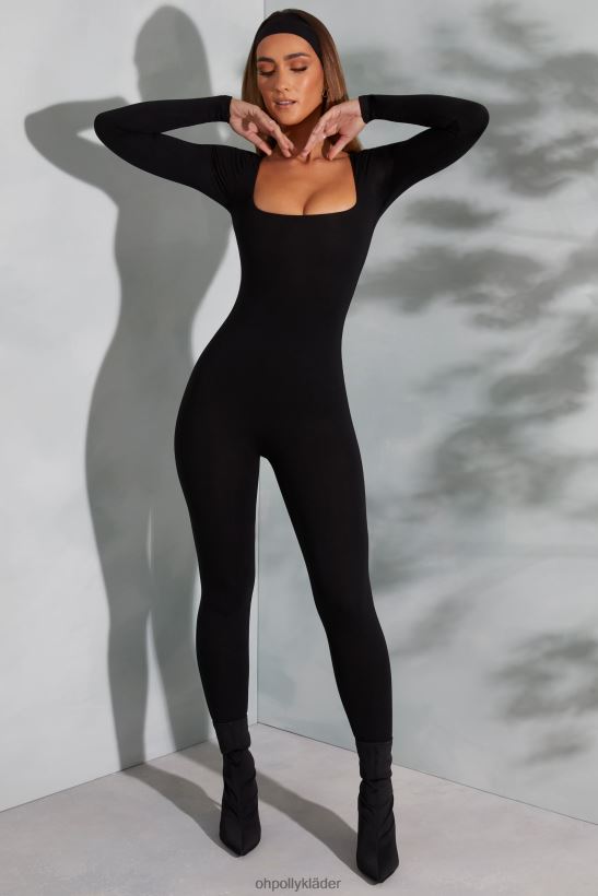 svart Oh Polly kvinnor delanie långärmad jumpsuit med fyrkantig hals Z84F2T764 samling