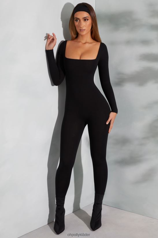svart Oh Polly kvinnor delanie långärmad jumpsuit med fyrkantig hals Z84F2T764 samling