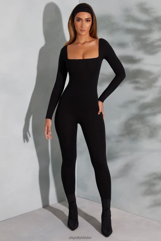 svart Oh Polly kvinnor delanie långärmad jumpsuit med fyrkantig hals Z84F2T764 samling