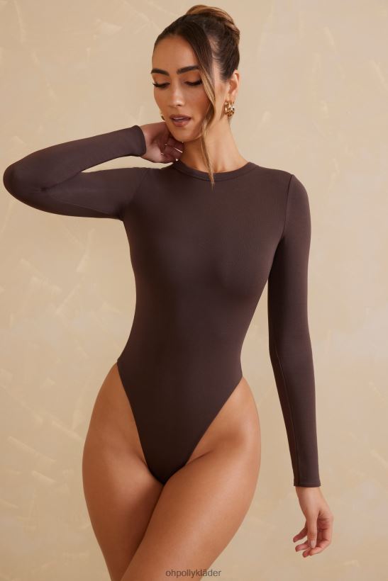 choklad Oh Polly kvinnor lutana långärmad body med rund hals Z84F2T716 samling